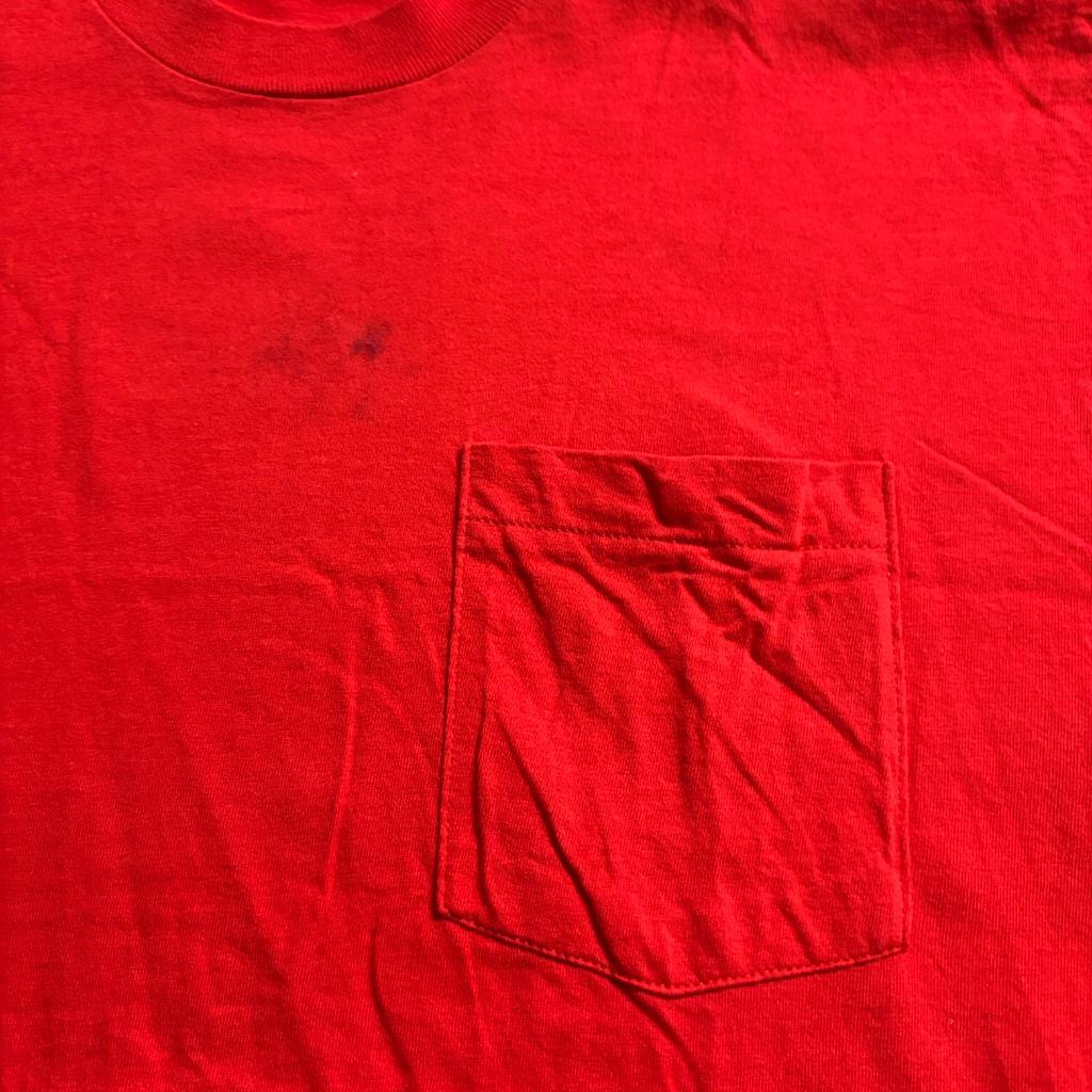 Vintage Fruit of the Loom Pocket T-Shirt Mens XL Red Single Stitch Made in USA