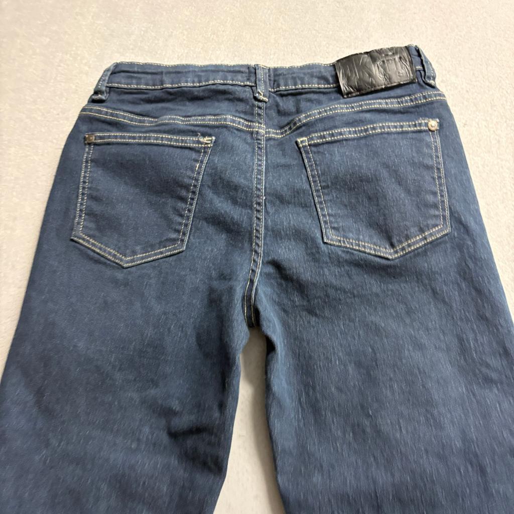 DKNY Girls Jeans Size 16 Blue Denim Raw Hem Straight Leg Stretch