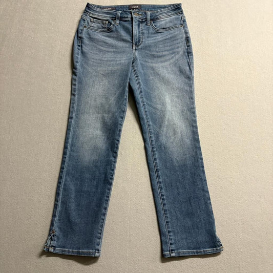 NYDJ Sheri Slim Jeans Womens 2P Blue Lift Tuck Stretch Denim Ankle Slit Petite