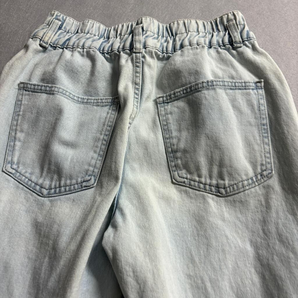 Refuge Denim Mom Jeans Womens Small Light Wash Distressed Elastic Waist