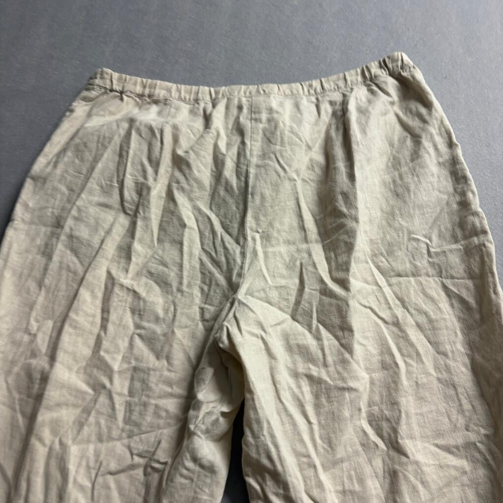 Liz Claiborne Lizwear Linen Cotton Crop Pants Womens XL Beige Drawstring Capris