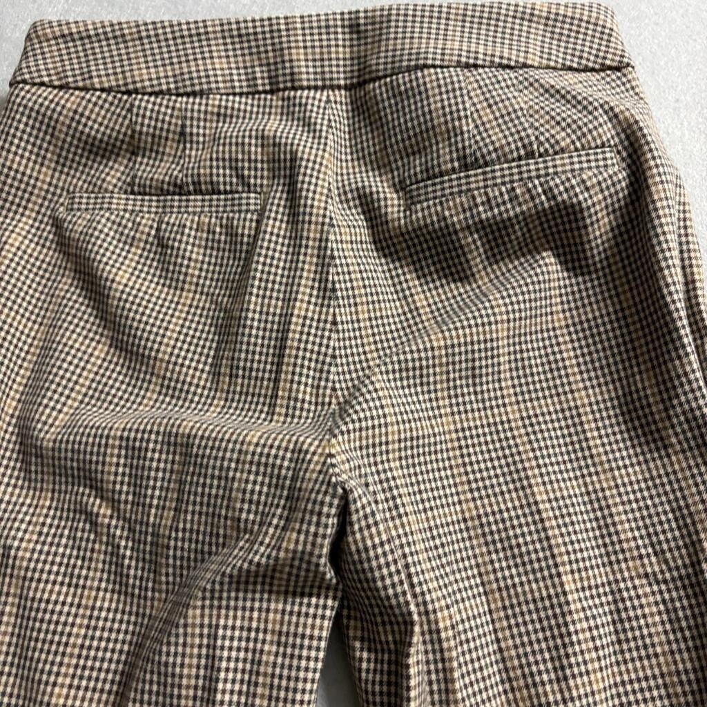 Banana Republic Houndstooth Flare Pants Womens Size 4 Brown Plaid Stretch