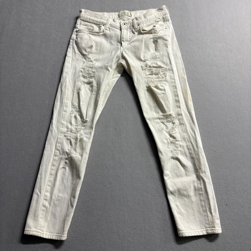 Lucky Brand Sienna Slim Boyfriend Jeans Womens 2 26 White Distressed Ripped
