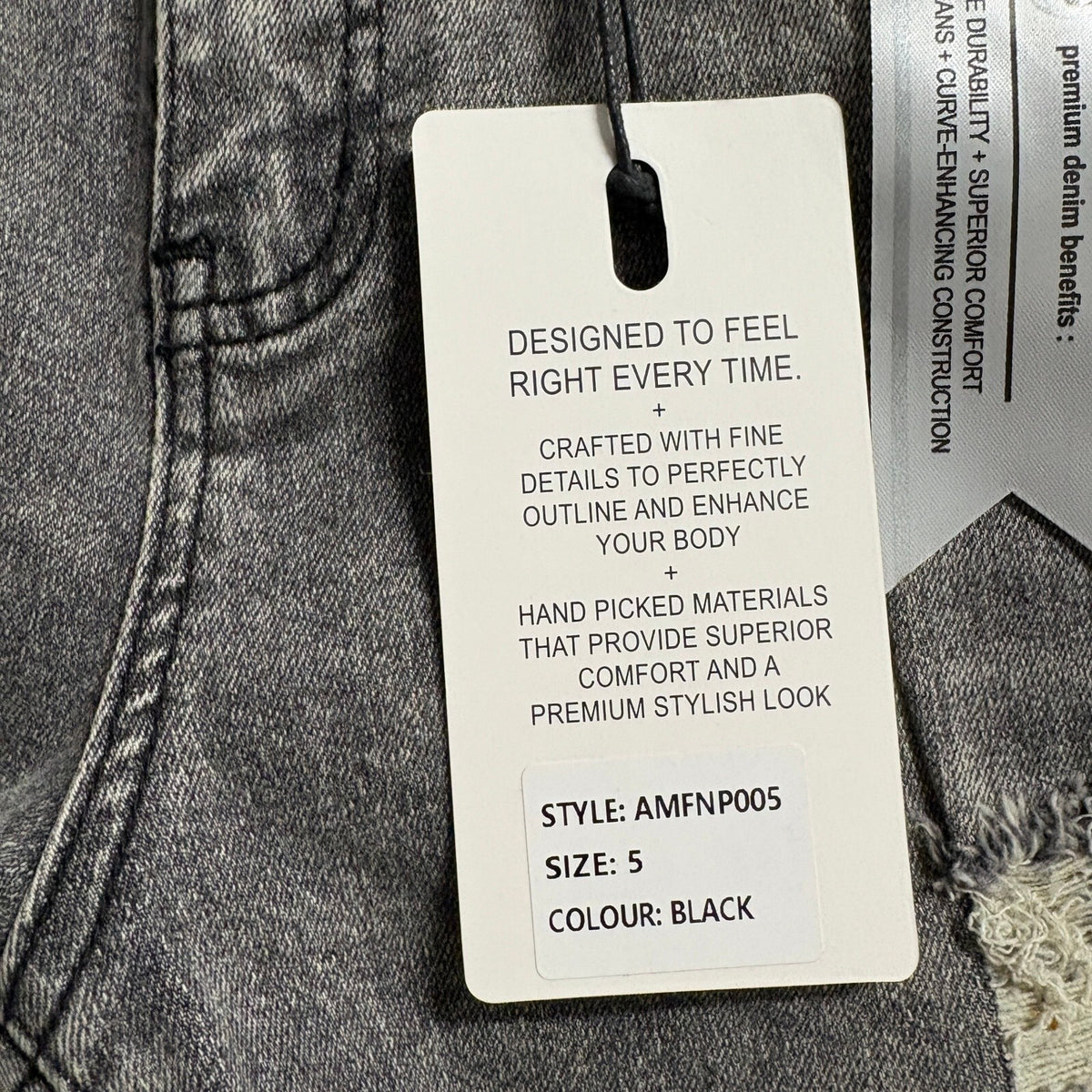 AGS Premium Denim Jeans Womens 5 Gray Distressed Ripped High Rise Skinny Stretch
