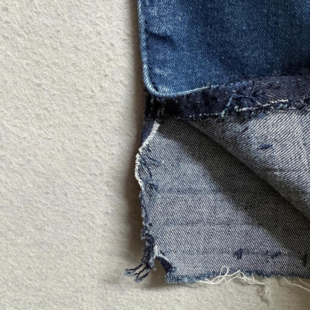 Indigo Wisdom Jeans Womens 34x30 Blue Denim Raw Hem Split Cuff Stretch Straight