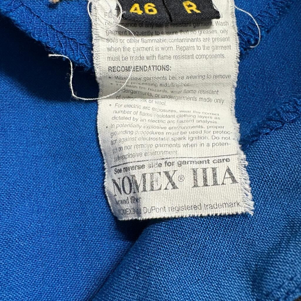 Gibson Barnes Flight Suit Blue Nomex IIIA Flame Resistant Coveralls Size 46