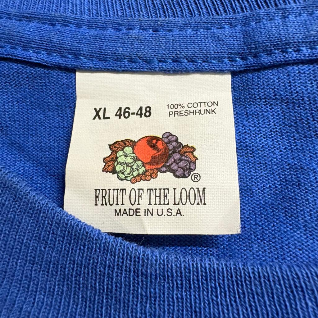 Vintage Fruit of the Loom Pocket T-Shirt Mens XL Blue Single Stitch Made in USA