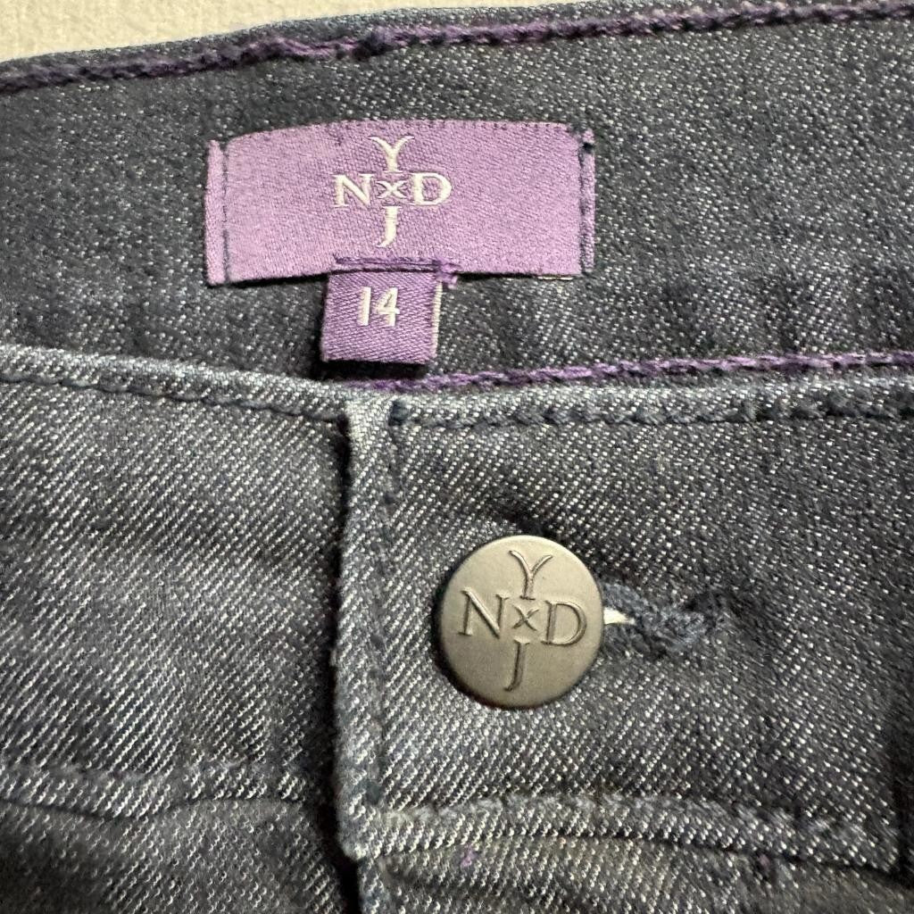NYDJ Not Your Daughters Jeans Crop Capris Womens 14 Dark Wash Studded Hem