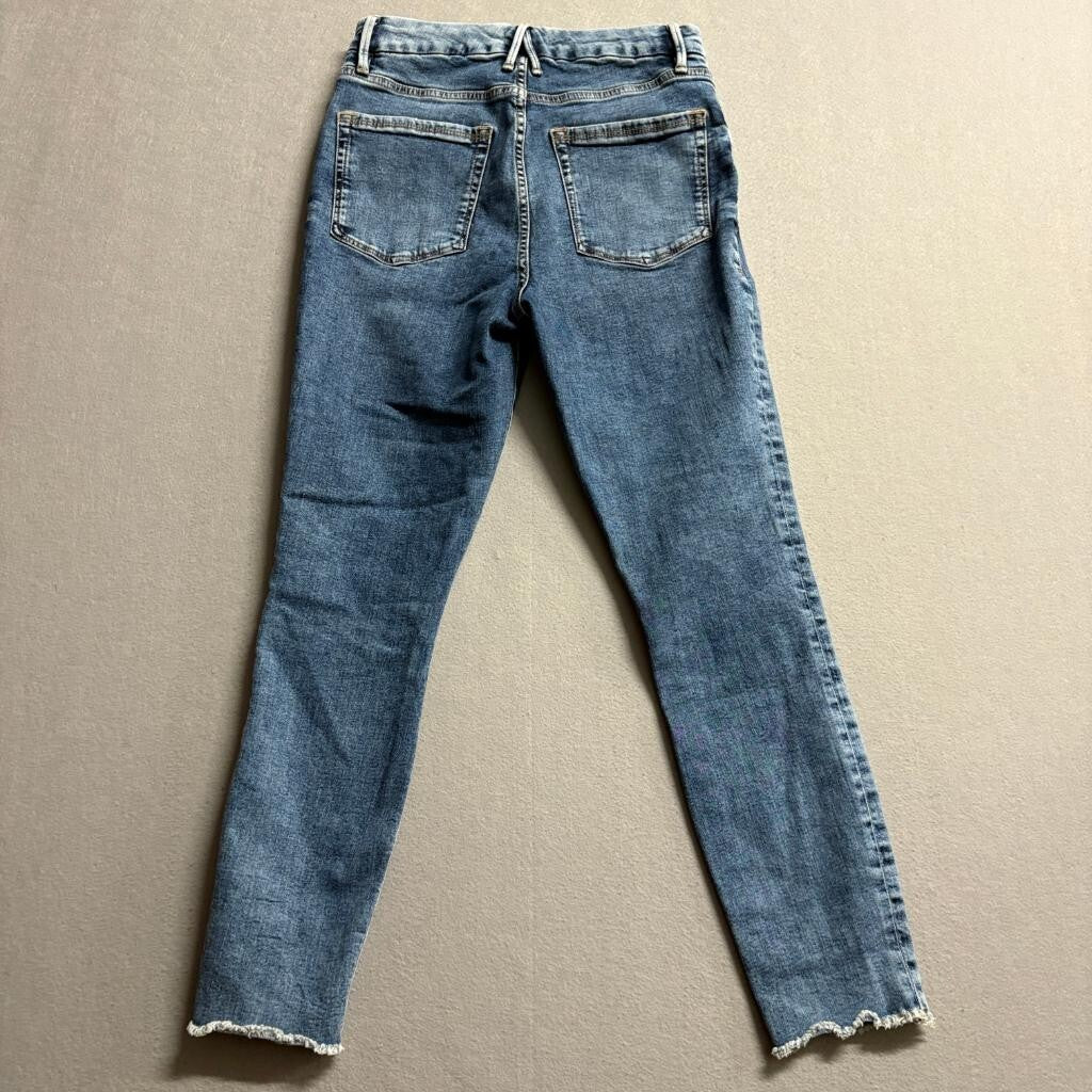 Good American High Rise Skinny Jeans Womens Size 10 30 Blue Denim Raw Hem