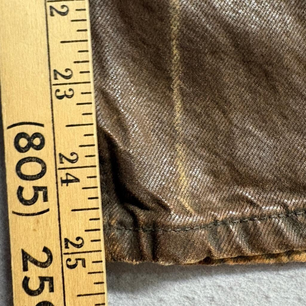 H&M Divided Coated Brown Denim Jeans Womens Size 2 Wide Leg High Rise Waxed Look