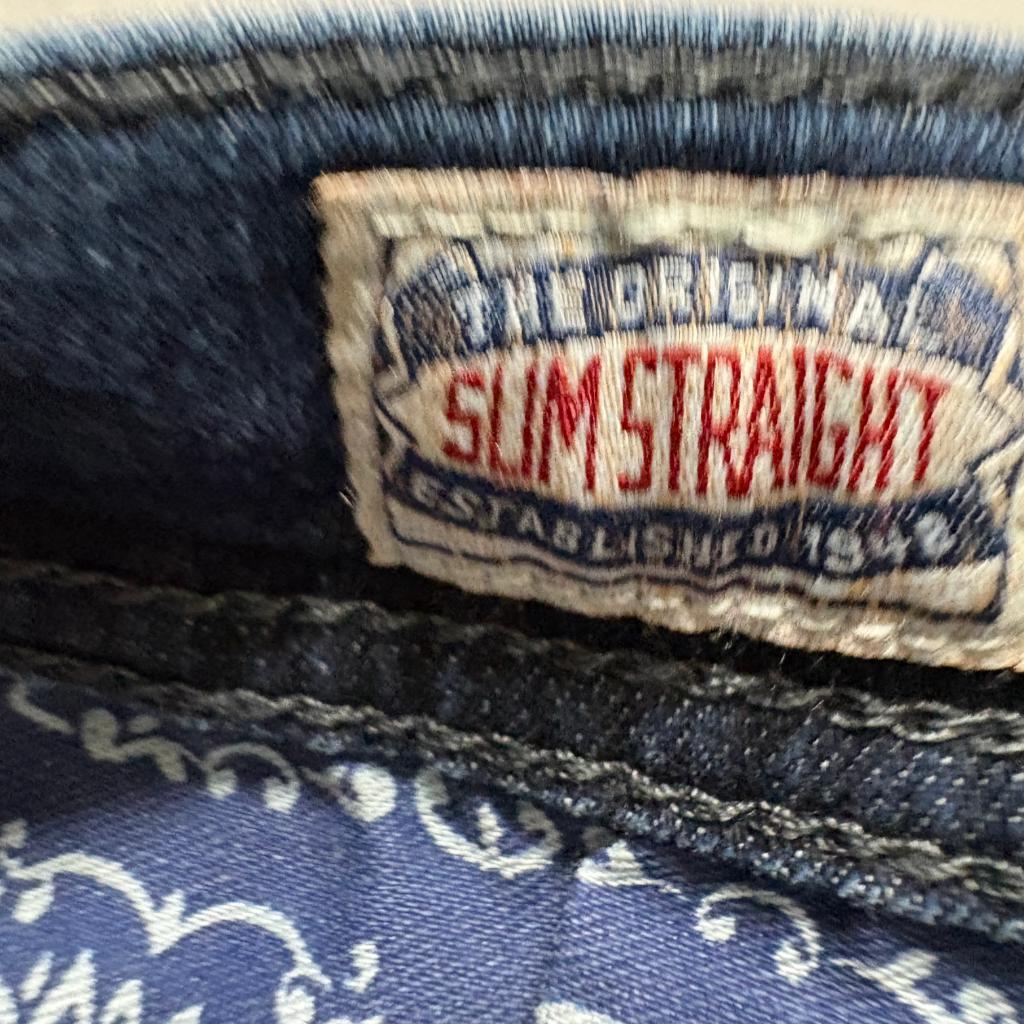 Devil-Dog Dungarees Slim Straight Jeans Mens 36x30 Blue Stretch Denim
