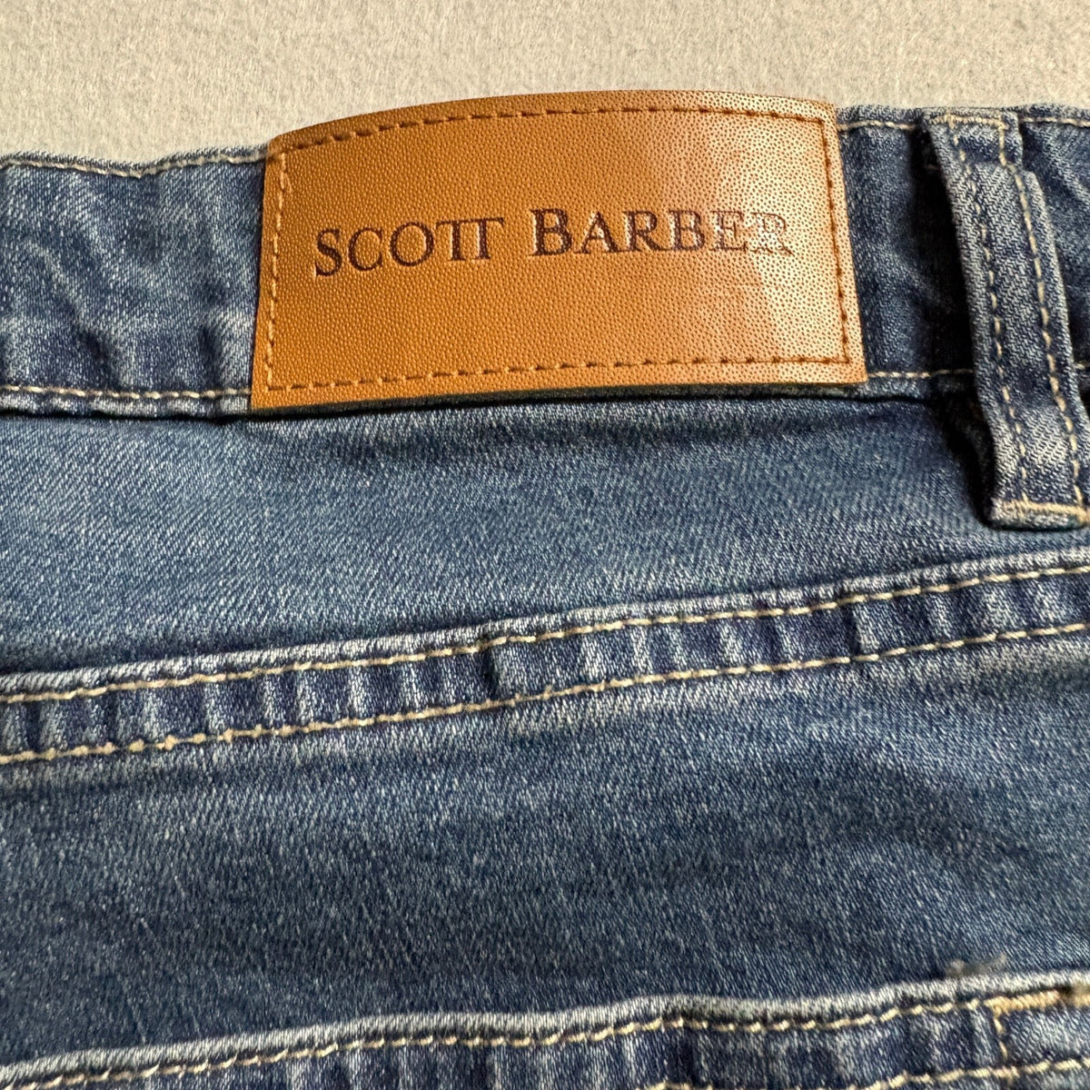 Scott Barber Straight Fit Jeans Mens 34x32 Blue Denim Stretch Pants
