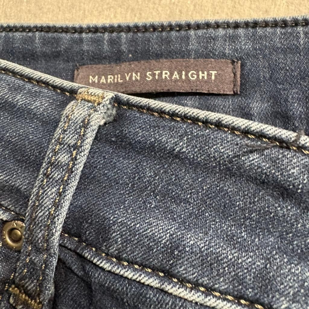 NYDJ Marilyn Straight Jeans Womens 14 Blue Denim Stretch Lift Tuck