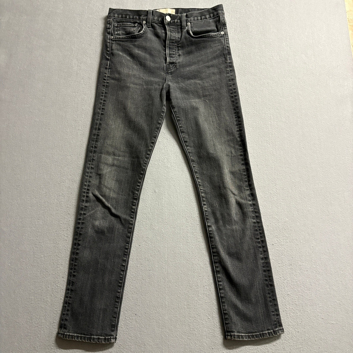 CQY Denim Slim Straight Jeans Womens Size 27 Gray Washed Button Fly Made in USA