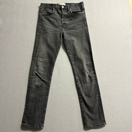 CQY Denim Slim Straight Jeans Womens Size 27 Gray Washed Button Fly Made in USA