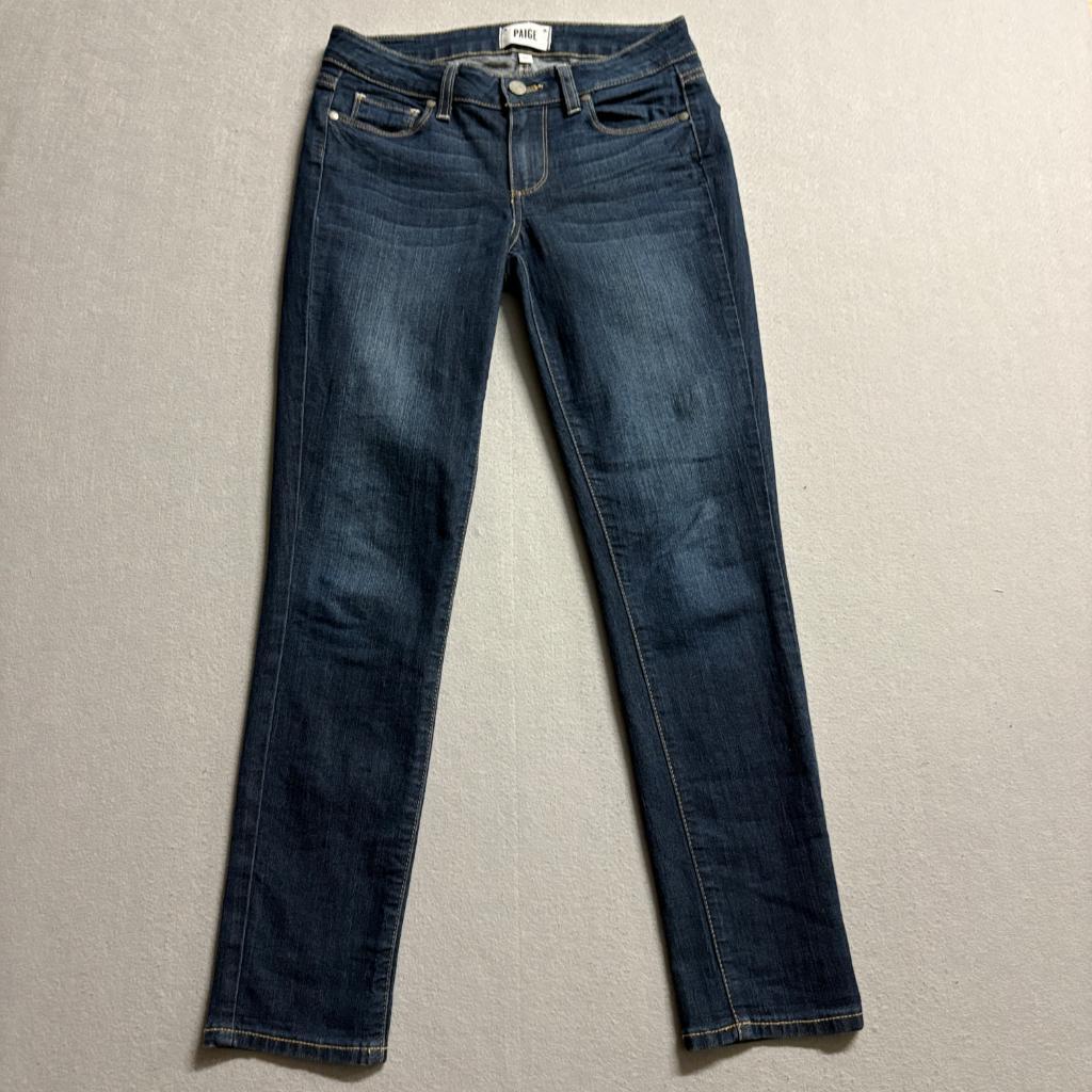 Paige Kylie Crop Jeans Womens 27 Dark Wash Stretch Denim Cropped Straight Blue