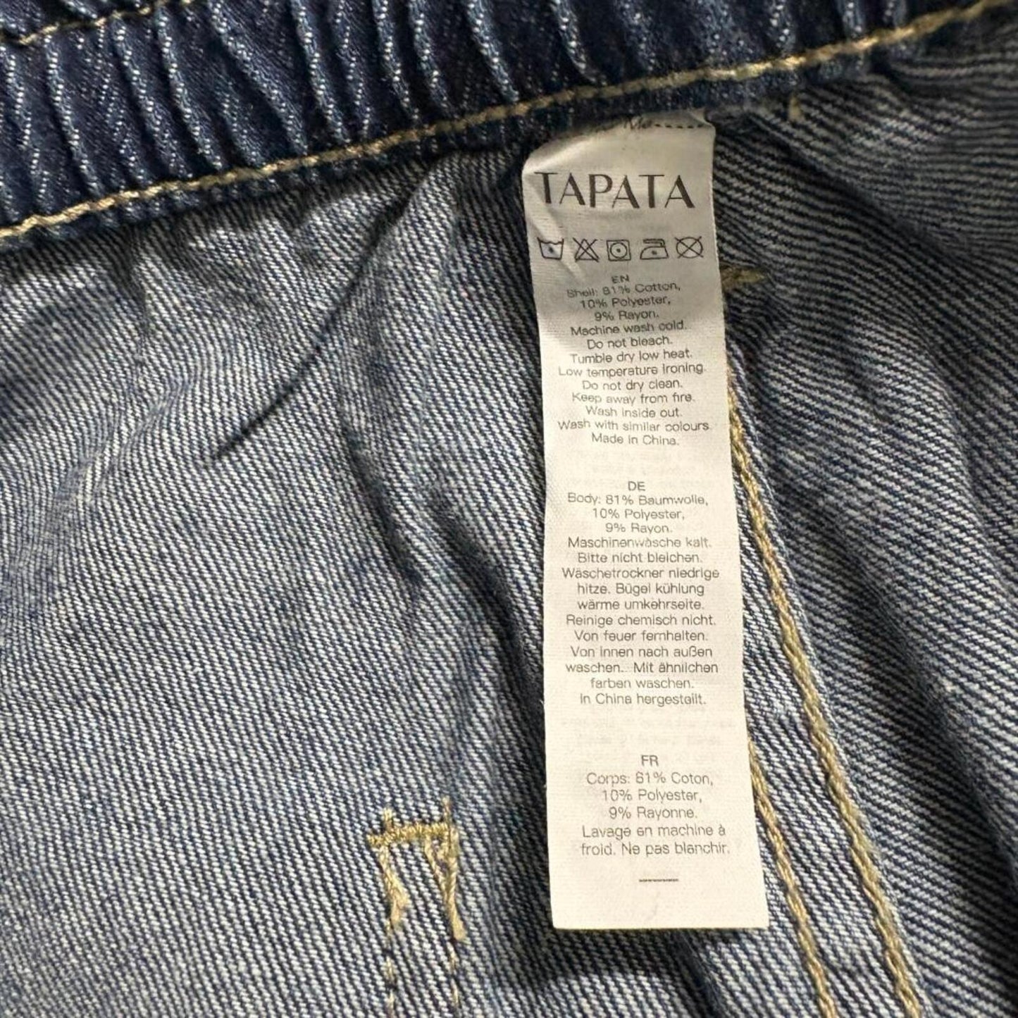 Tapata Cargo Jeans Womens Small 32 Inseam Blue Denim Elastic Waist Utility Pants