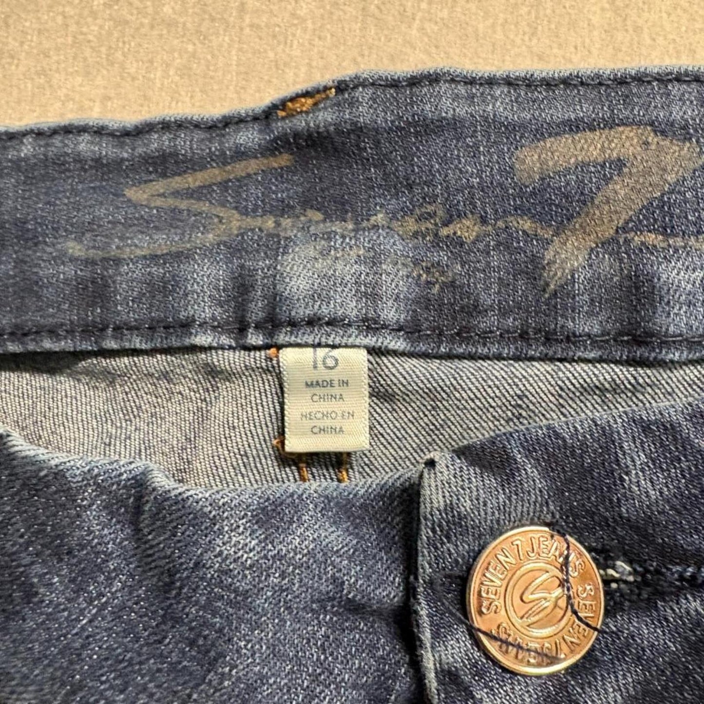 Seven7 Jeans Womens Size 16 Skinny Blue Denim Stretch Medium Wash