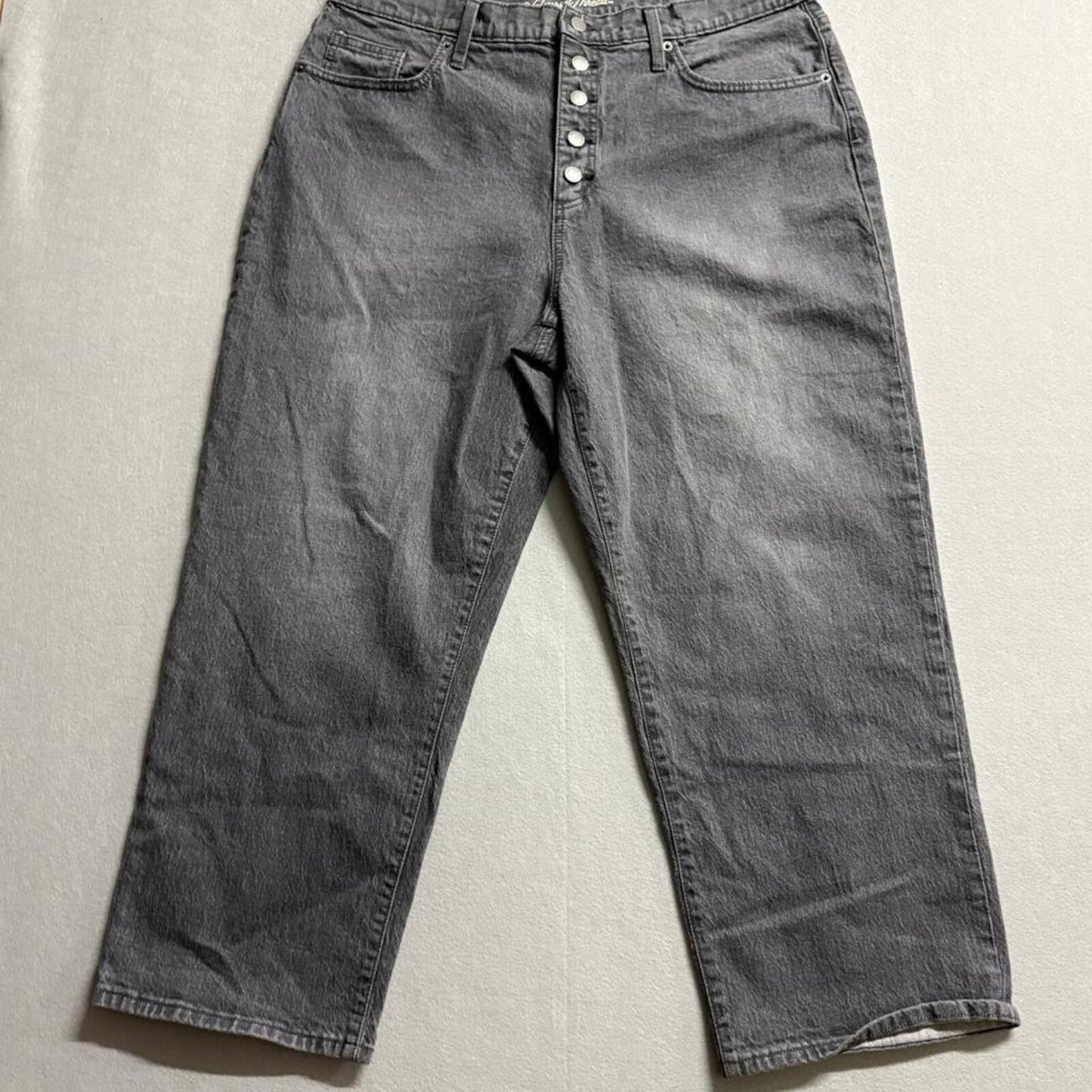 Universal Thread Jeans Womens 16/33R Gray High Rise Wide Leg Button Fly Crop