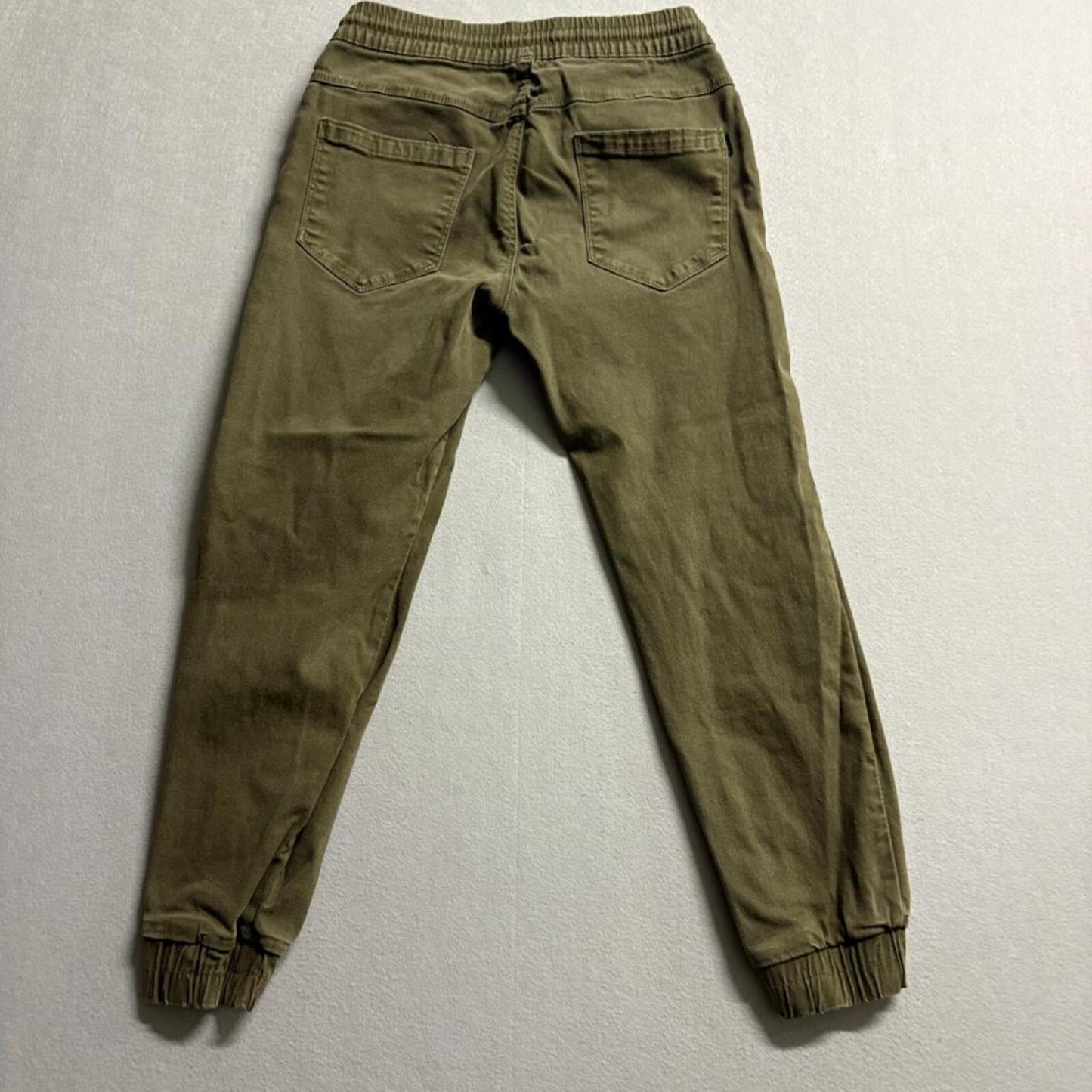 Bershka Jogger Pants Womens Small Green Cotton Stretch Elastic Waist Cargo Style