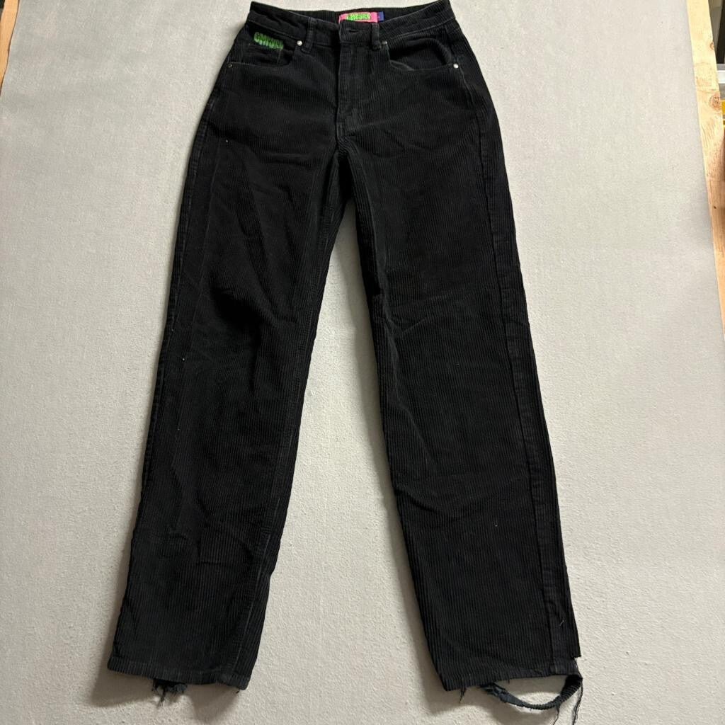 Empyre Tori Corduroy Pants Womens Size 2 Black Skate Streetwear Wide Leg