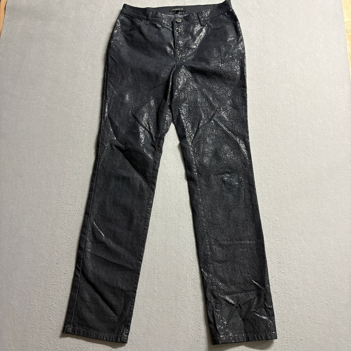 Lafayette 148 New York Snakeskin Print Pants Womens Size 6 Metallic Black