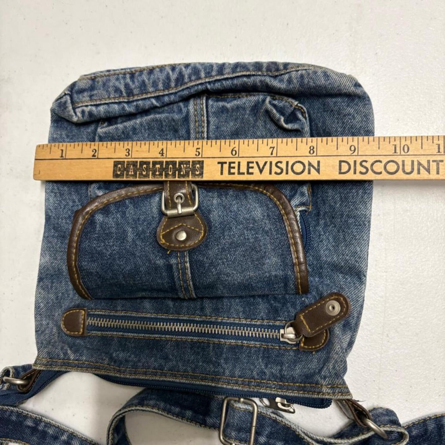 Vintage Y2K Denim Crossbody Bag Blue Jean Small Messenger Purse Faux Leather