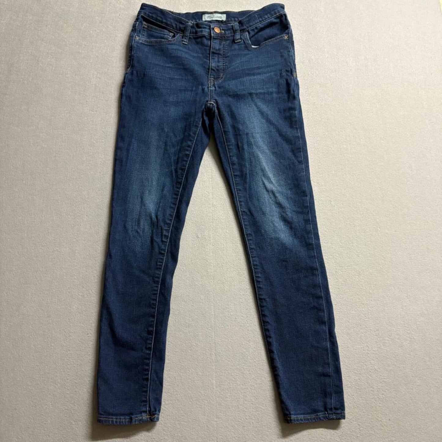 Madewell 9 Inch Mid Rise Skinny Jeans Womens 27 Blue Denim Stretch 29x27