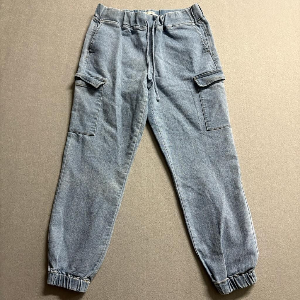Tinsel Town Denim Joggers Womens Small Blue Stretch Cargo Utility Jeans Pants