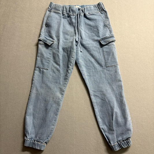 Tinsel Town Denim Joggers Womens Small Blue Stretch Cargo Utility Jeans Pants