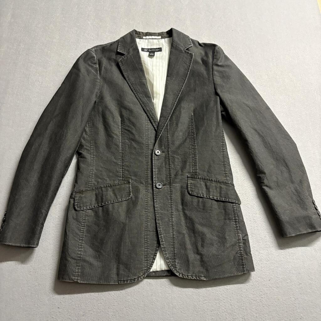 INC International Concepts Blazer Mens Small Gray Corduroy 2 Button Sport Coat