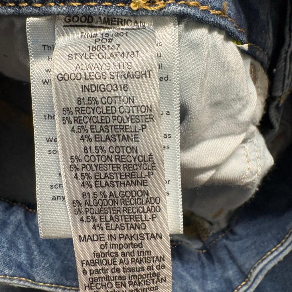 Good American Always Fits Good Legs Straight Jeans Womens 6-12 Blue Denim 27x28