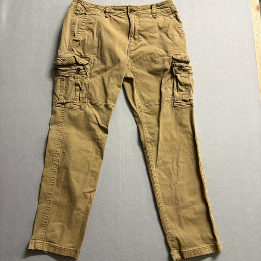 Hollister Cargo Pants Mens 36x32 Khaki Tan Stretch Cotton Straight Leg Utility