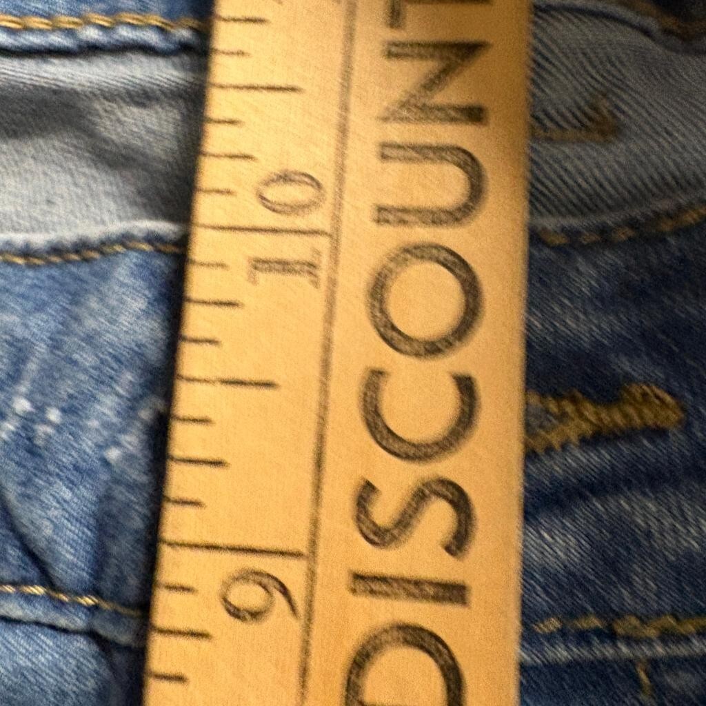 Unbranded Distressed Wide Leg Jeans Womens Size M Blue Denim Button Fly Stretch