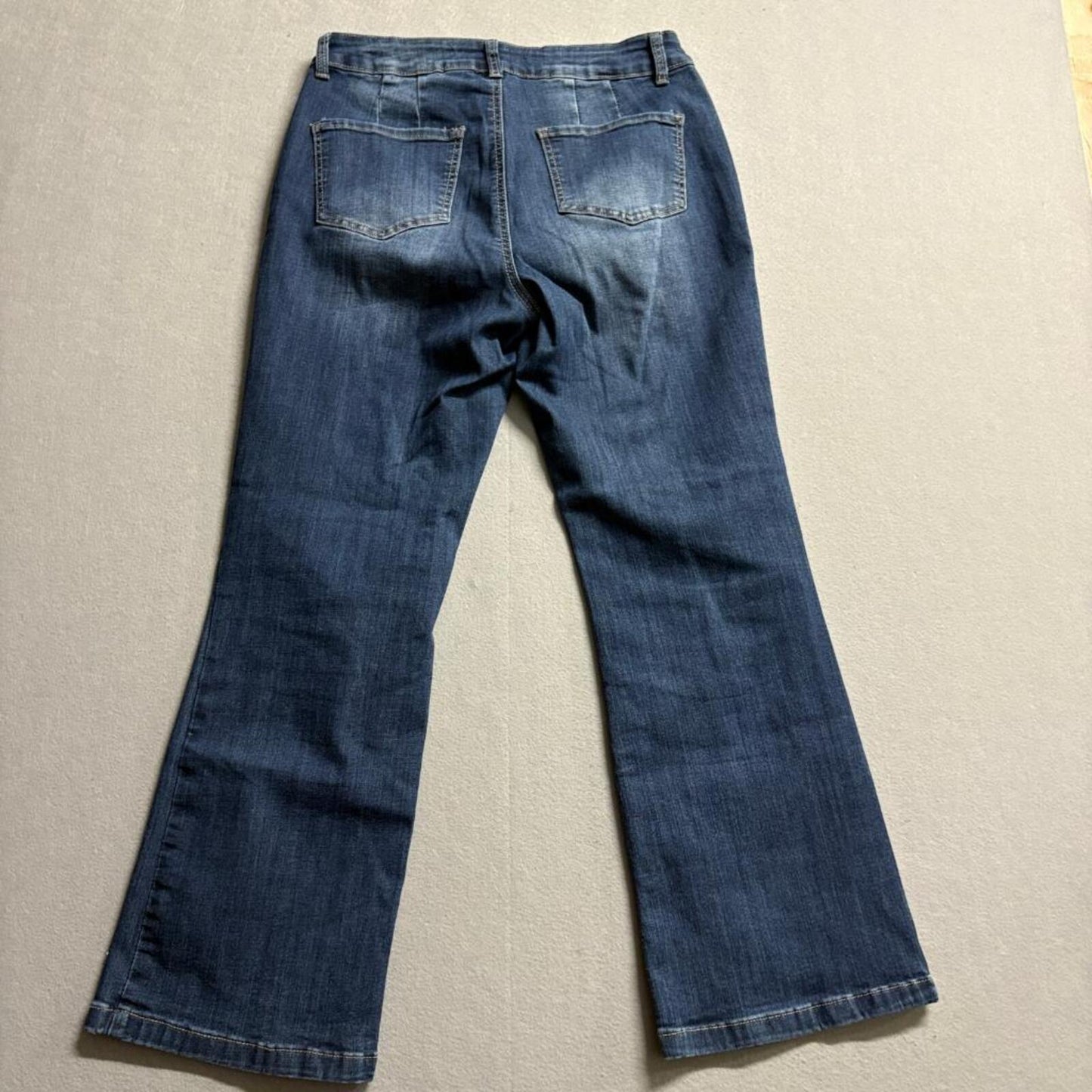 9th & Main Petite Jeans Womens 10P Blue Denim Stretch Wide Leg Cropped Flare