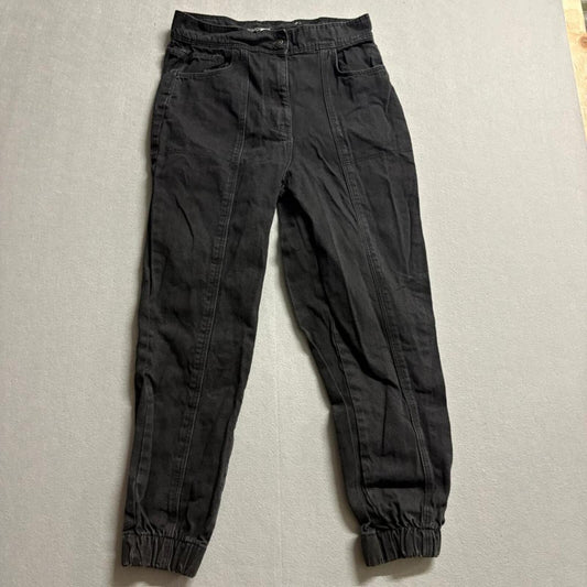 Fashion Nova Denim Jogger Pants Womens Size 7 Black Cotton High Rise Elastic