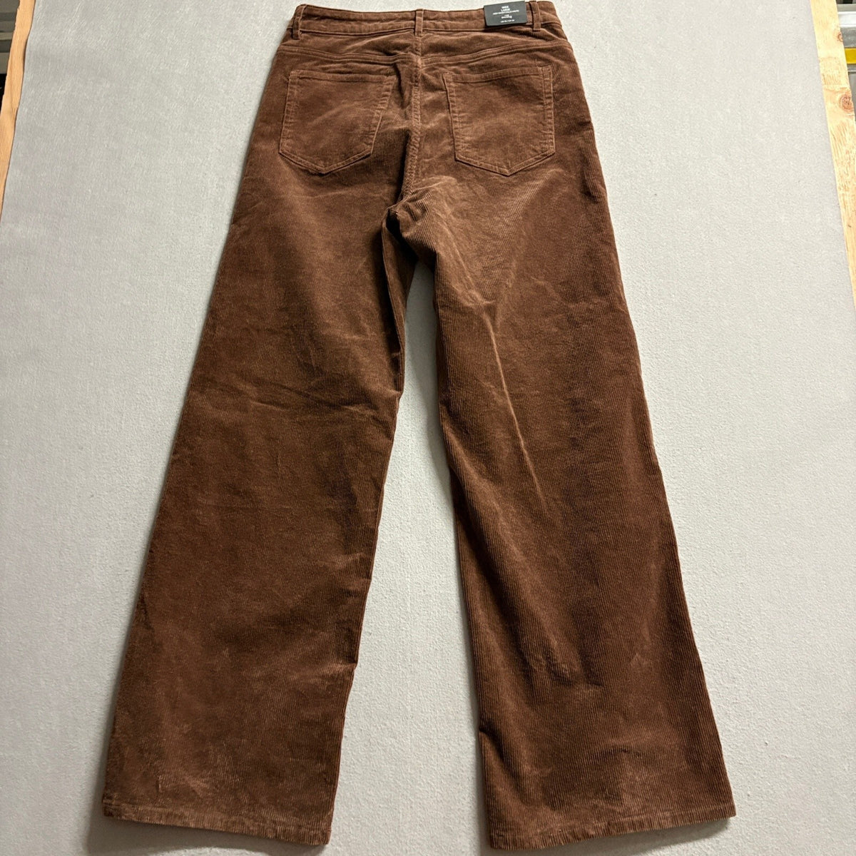 H&M Divided Corduroy Pants Womens Size 10 Brown High Waist Wide Leg Stretch NWT