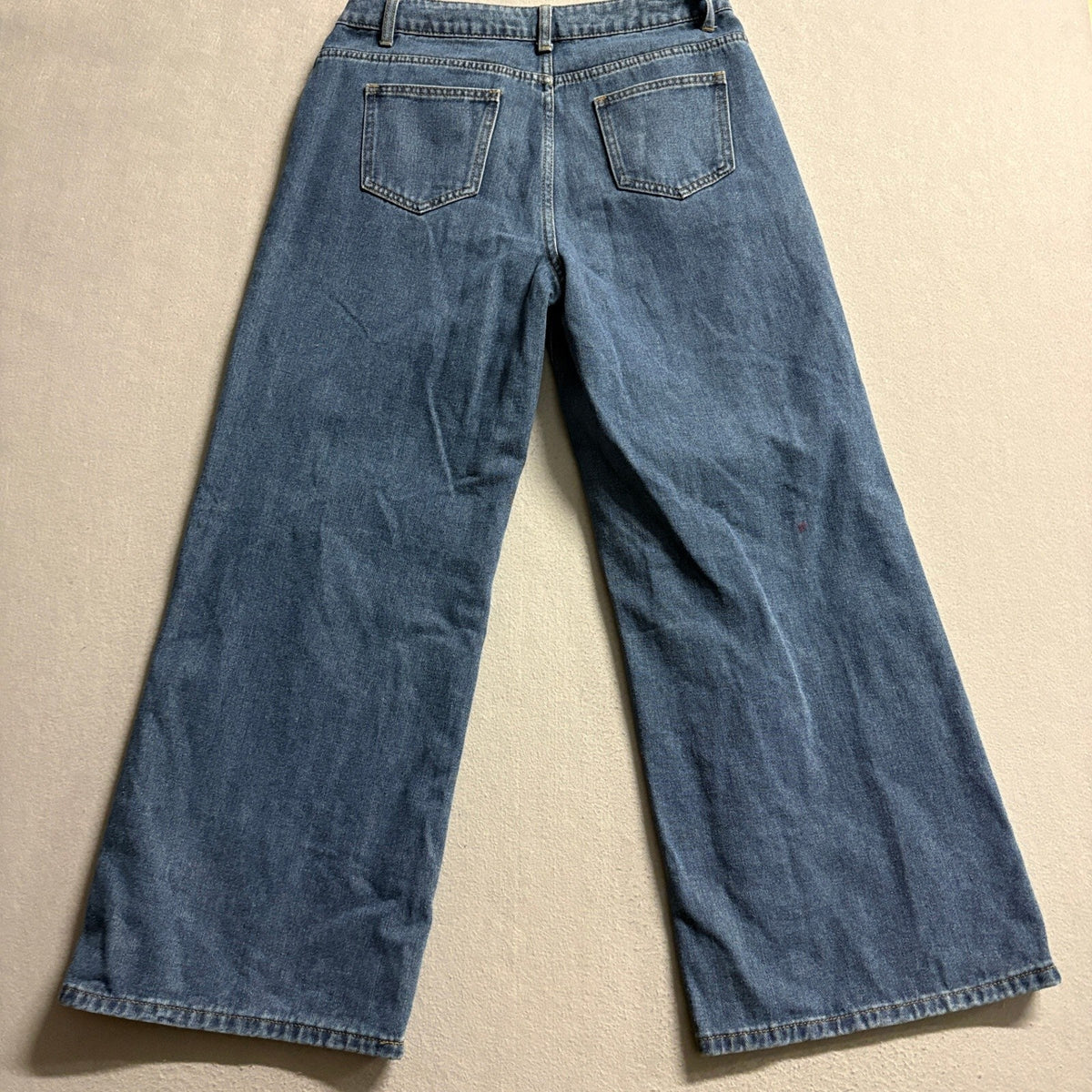 Dazy Womens Wide Leg Jeans Size Large Blue High Rise Denim Pants Casual Slant